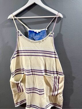 NWOT Oli & Hali Cream and Purple Striped Sleeveless Romper